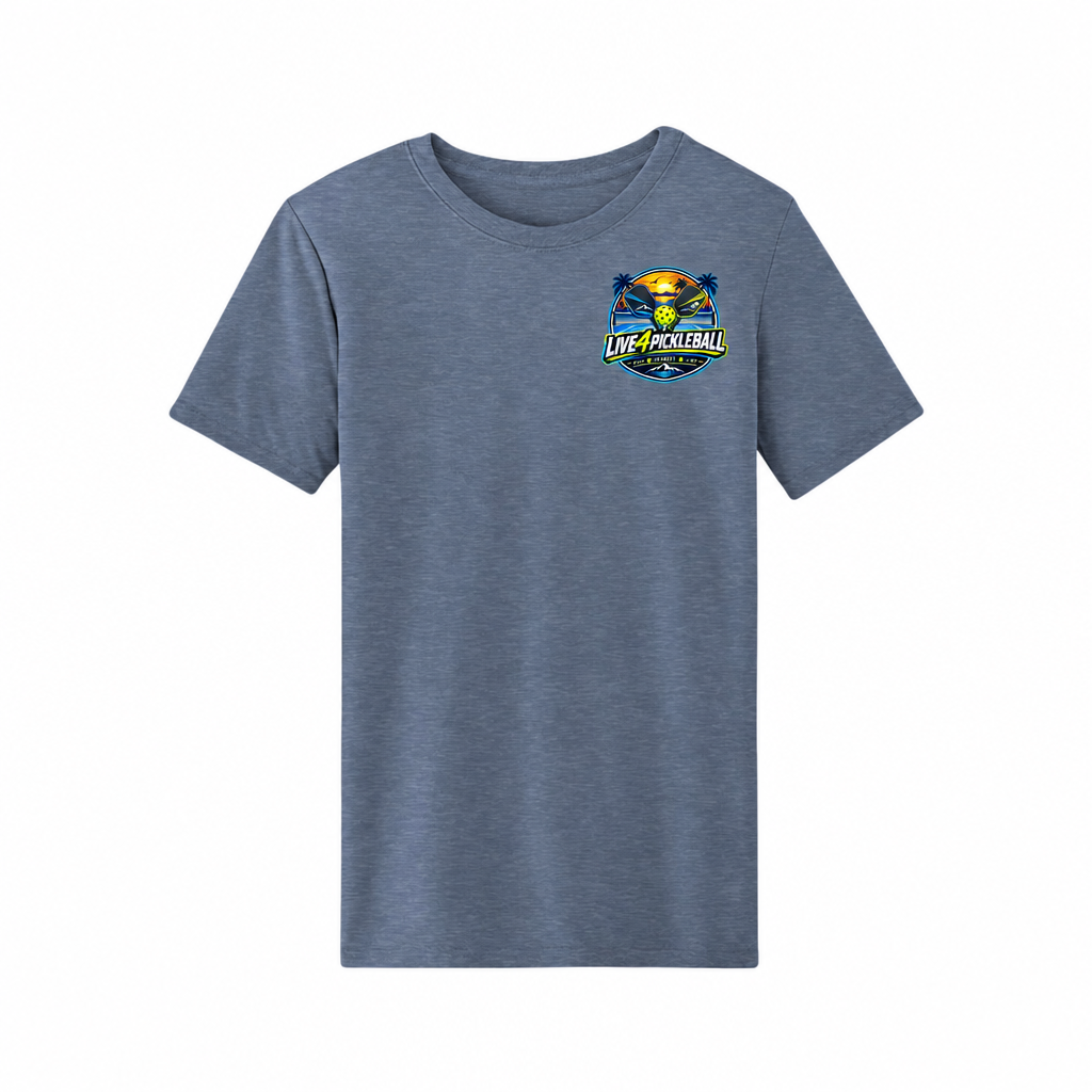Heather blue shirt revised logo mockup